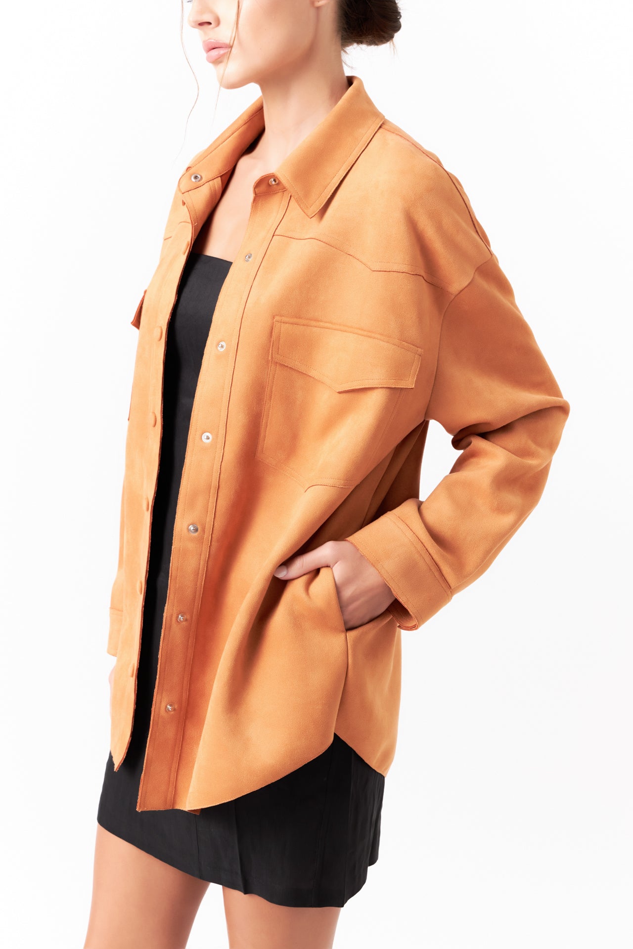 GREY LAB - Oversized Faux Suede Shirt - SHIRTS & BLOUSES available at Objectrare