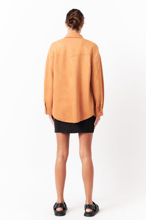 GREY LAB - Oversized Faux Suede Shirt - SHIRTS & BLOUSES available at Objectrare