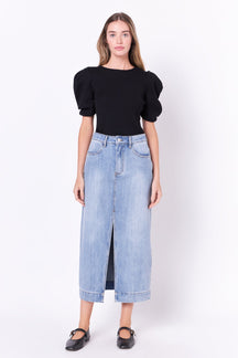 ENGLISH FACTORY - English Factory - High Waist Long Denim Skirt - SKIRTS available at Objectrare