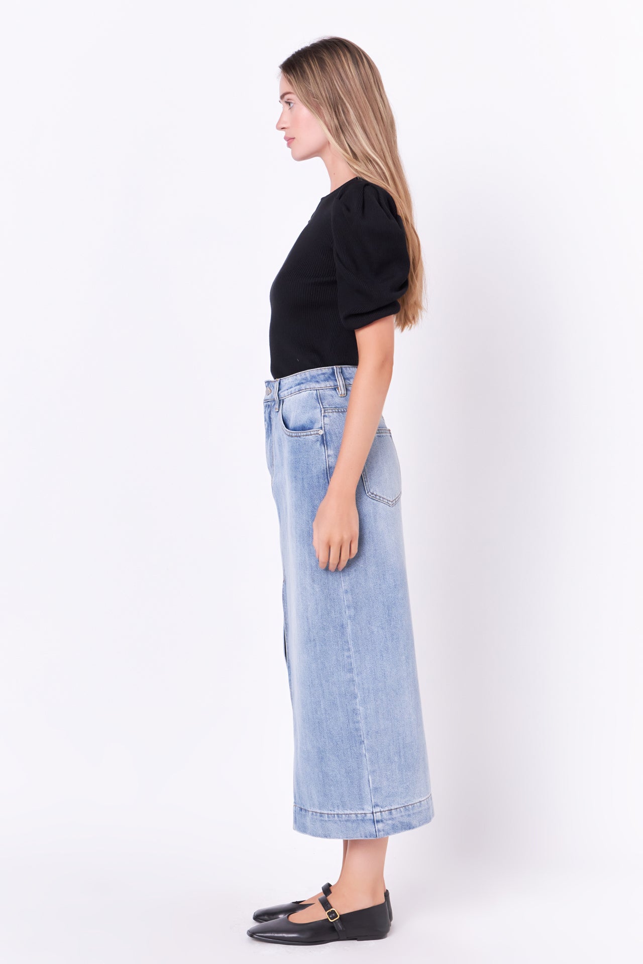 ENGLISH FACTORY - High Waist Long Denim Skirt - SKIRTS available at Objectrare