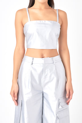 GREY LAB - Faux Leather Crop Top - TOPS available at Objectrare