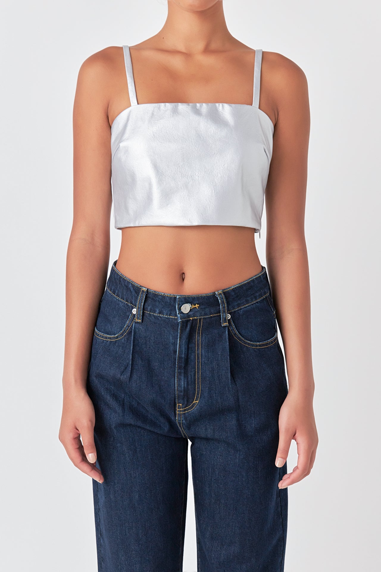 GREY LAB - Grey Lab - Faux Leather Crop Top - TOPS available at Objectrare