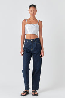 GREY LAB - Faux Leather Crop Top - TOPS available at Objectrare