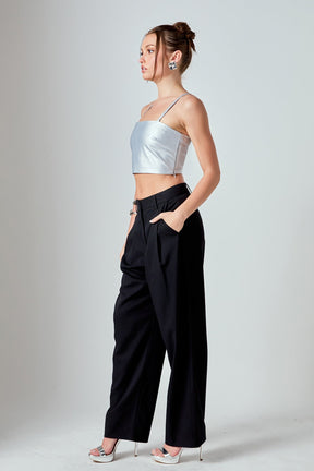 GREY LAB - Faux Leather Crop Top - TOPS available at Objectrare