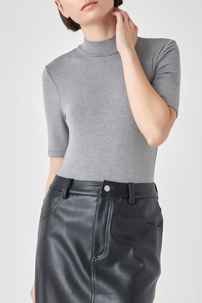GREY LAB - Soft Mock Neck Bodysuit - TOPS available at Objectrare