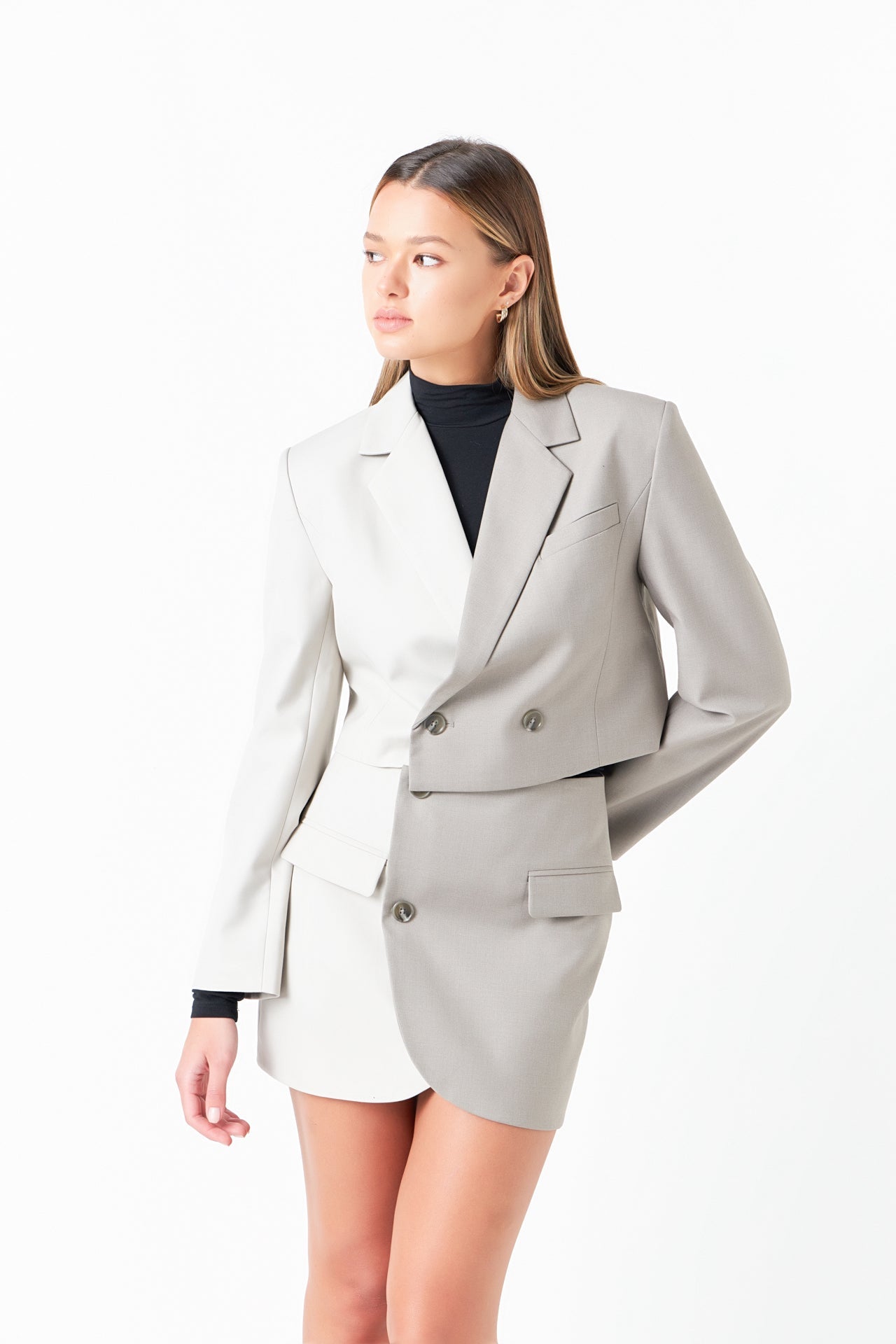 GREY LAB - Grey Lab - Cropped Colorblock Blazer - BLAZERS available at Objectrare