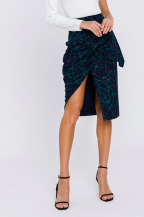 GREY LAB - Printed Asymmetric Drapped Skirt - SKIRTS available at Objectrare