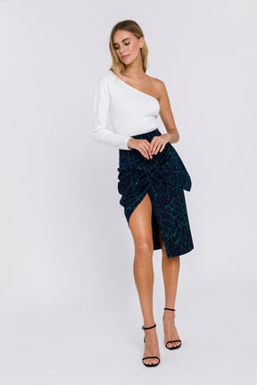 GREY LAB - Printed Asymmetric Drapped Skirt - SKIRTS available at Objectrare