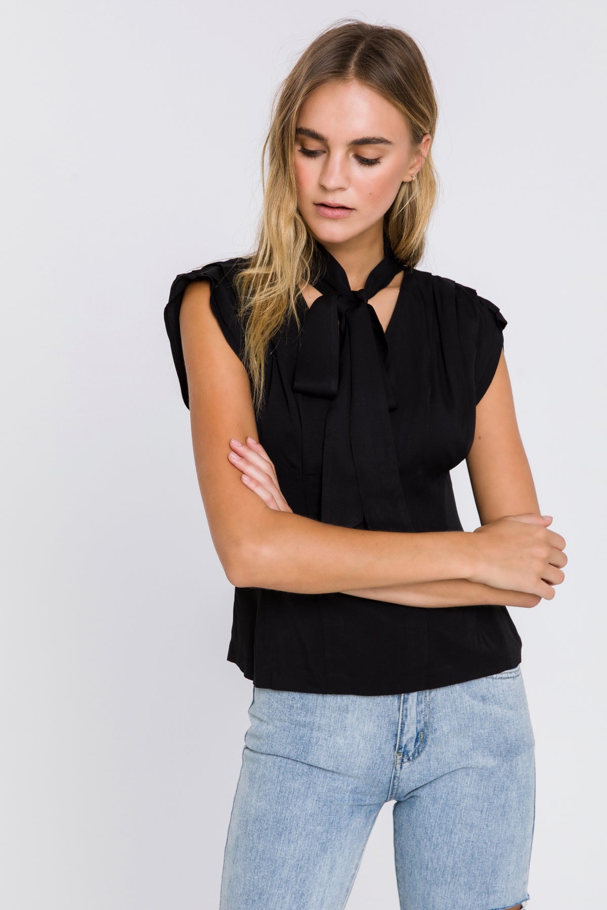 GREY LAB - Sleeveless Blouse WIth Tie - TOPS available at Objectrare