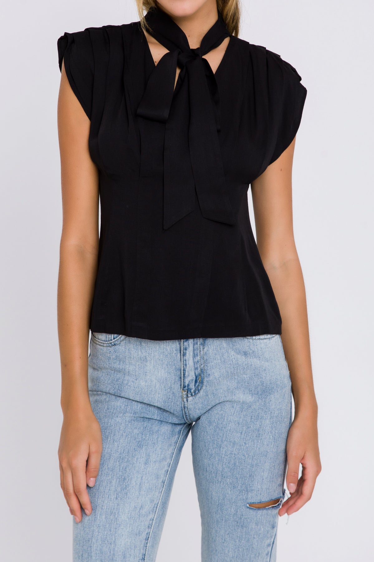 GREY LAB - Sleeveless Blouse WIth Tie - TOPS available at Objectrare