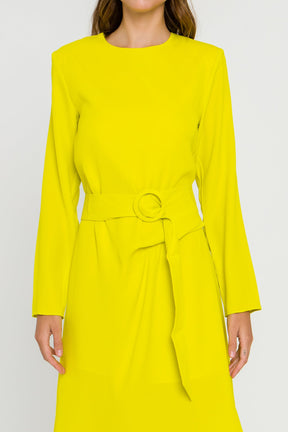ENDLESS ROSE - Draped Dress With Belt - DRESSES available at Objectrare