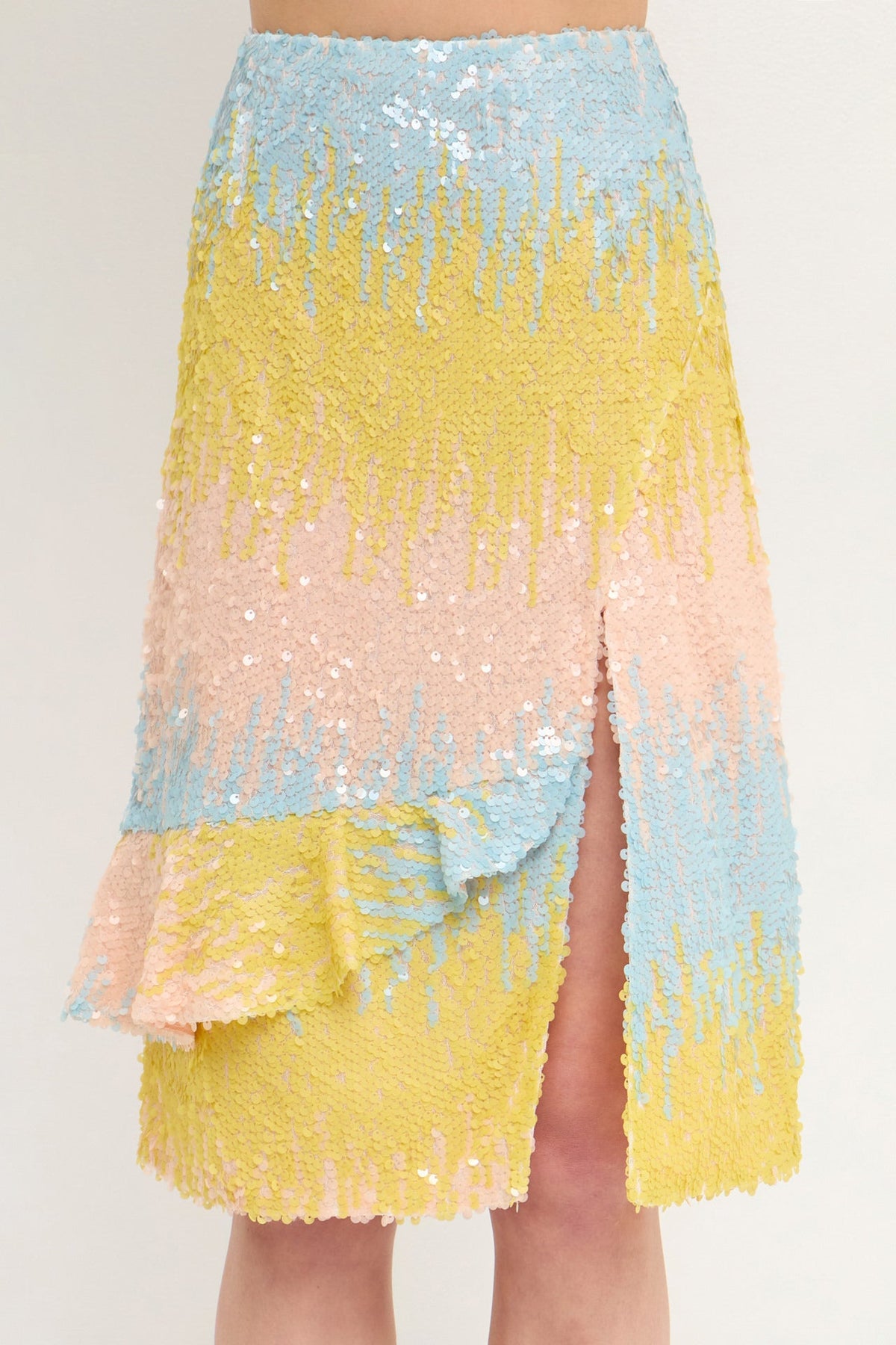 ENDLESS ROSE - Color Block Sequin Skirt - SKIRTS available at Objectrare