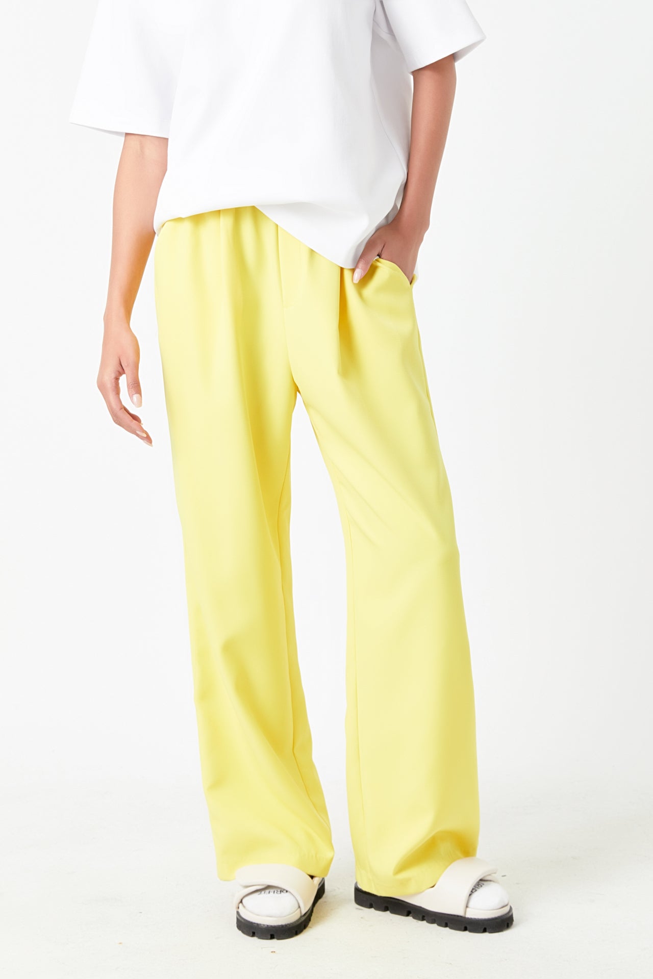 GREY LAB - Elastic Trim Wide Pants - PANTS available at Objectrare