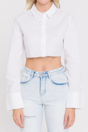 GREY LAB - Cropped Long Sleeve Shirt - TOPS available at Objectrare