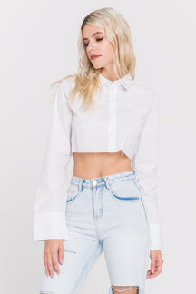 GREY LAB - Cropped Long Sleeve Shirt - TOPS available at Objectrare