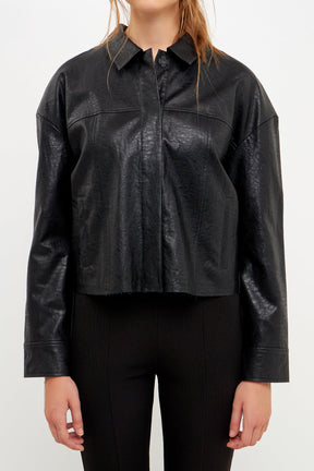 GREY LAB - Oversized Faux Leather Jacket - JACKETS available at Objectrare