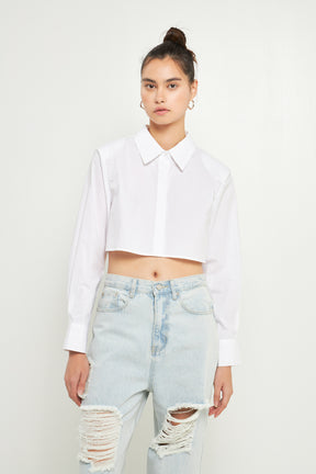 GREY LAB - Shoulder Pad Cropped Shirt - SHIRTS & BLOUSES available at Objectrare