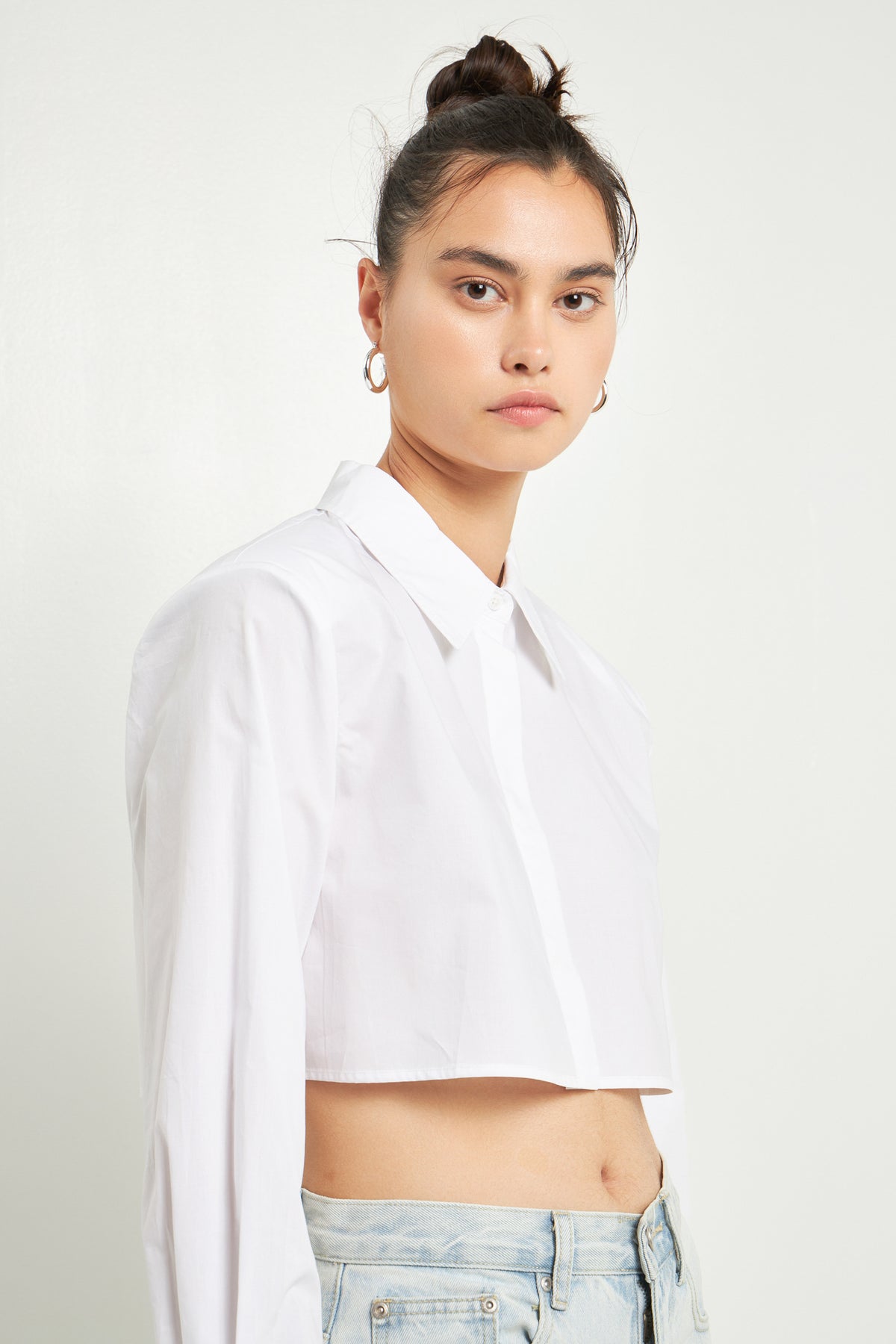 GREY LAB - Shoulder Pad Cropped Shirt - SHIRTS & BLOUSES available at Objectrare