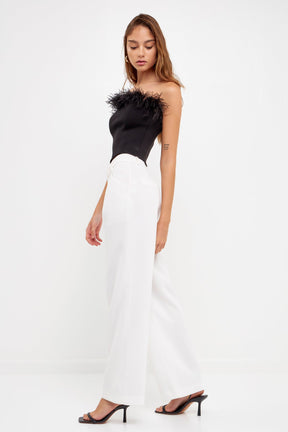 ENDLESS ROSE - Strapless Knit Feather Top - TOPS available at Objectrare