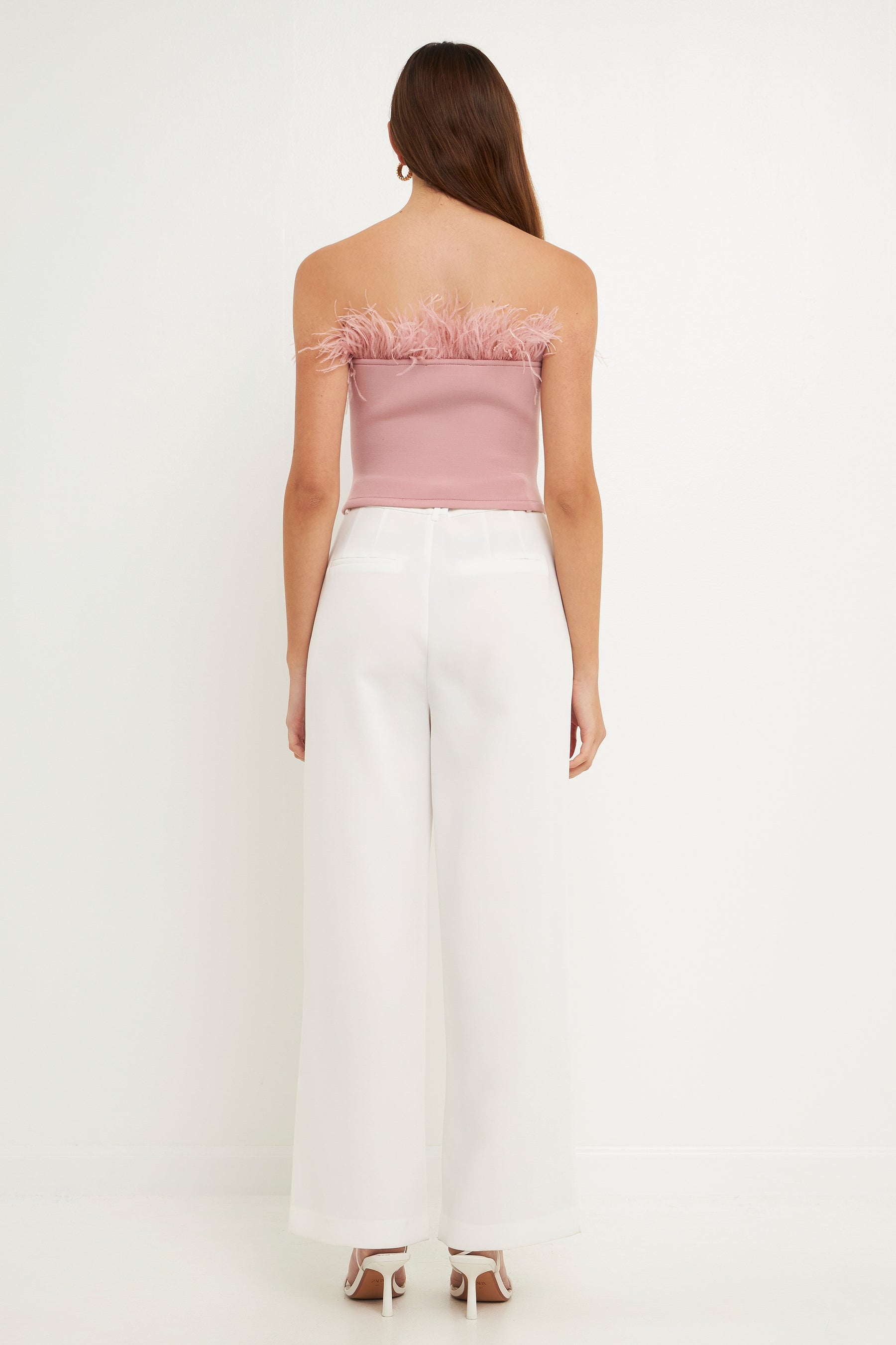 ENDLESS ROSE - Strapless Knit Feather Top - TOPS available at Objectrare
