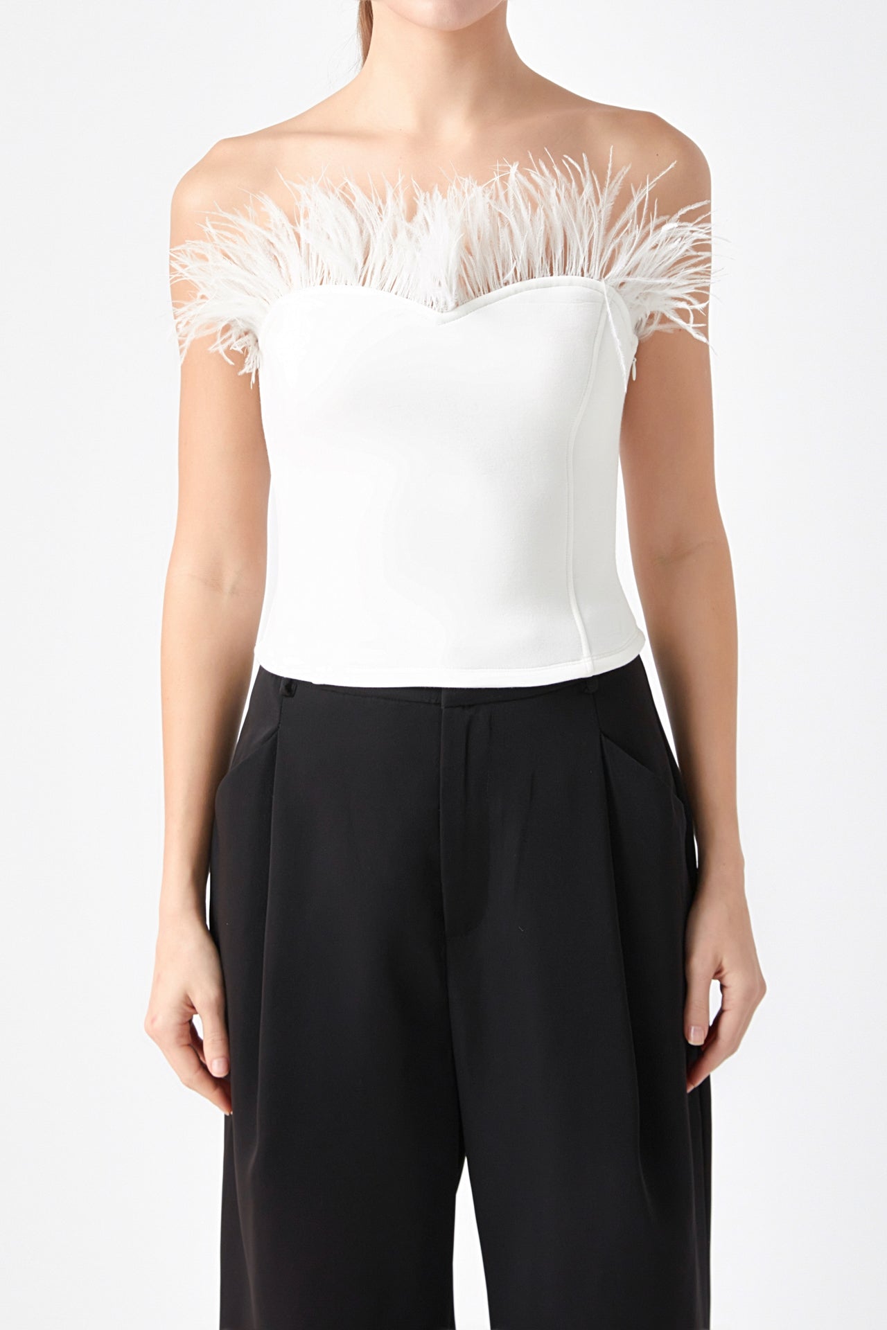 Strapless Knit Feather Top