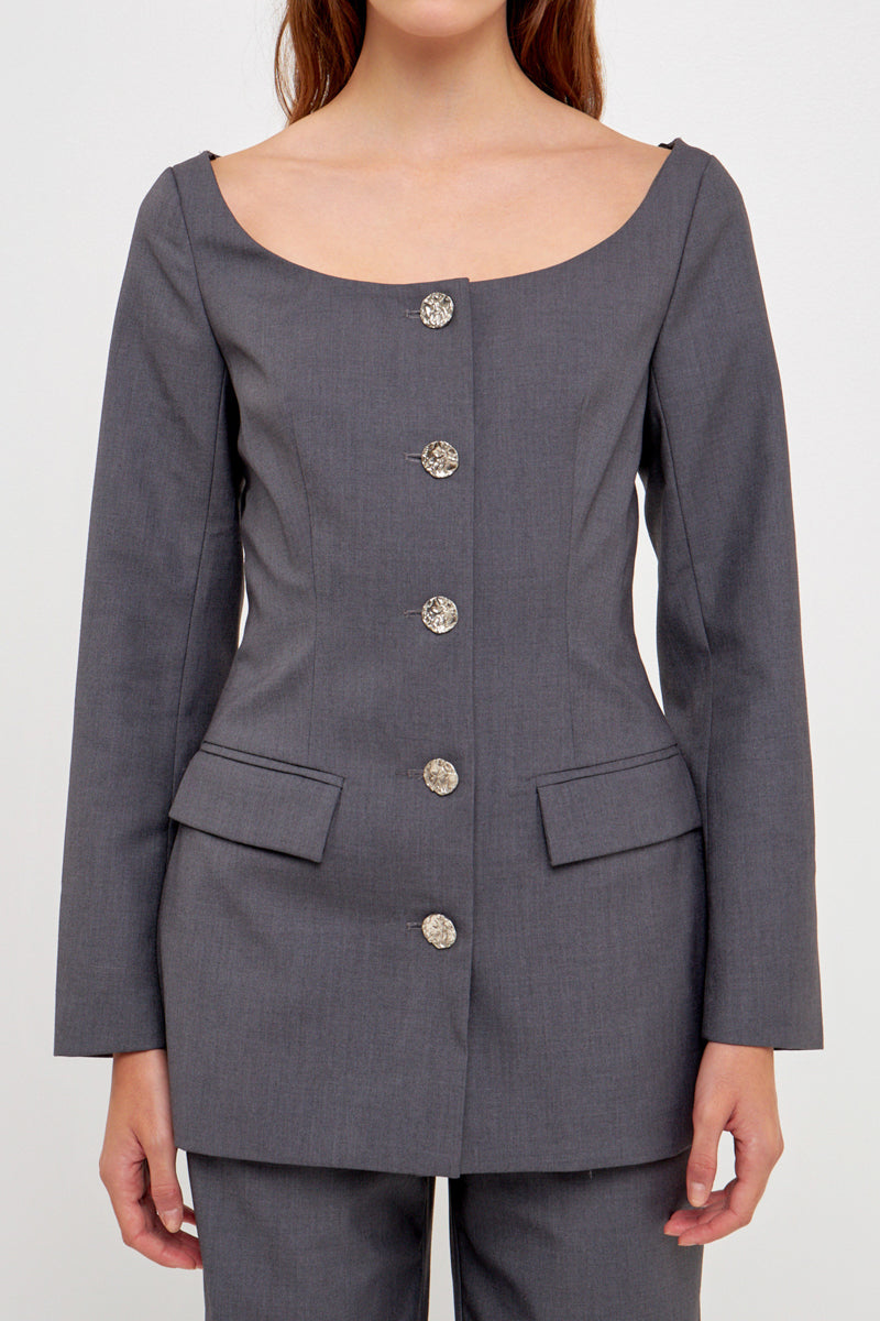 GREY LAB - Off the Shoulder Blazer - BLAZERS available at Objectrare