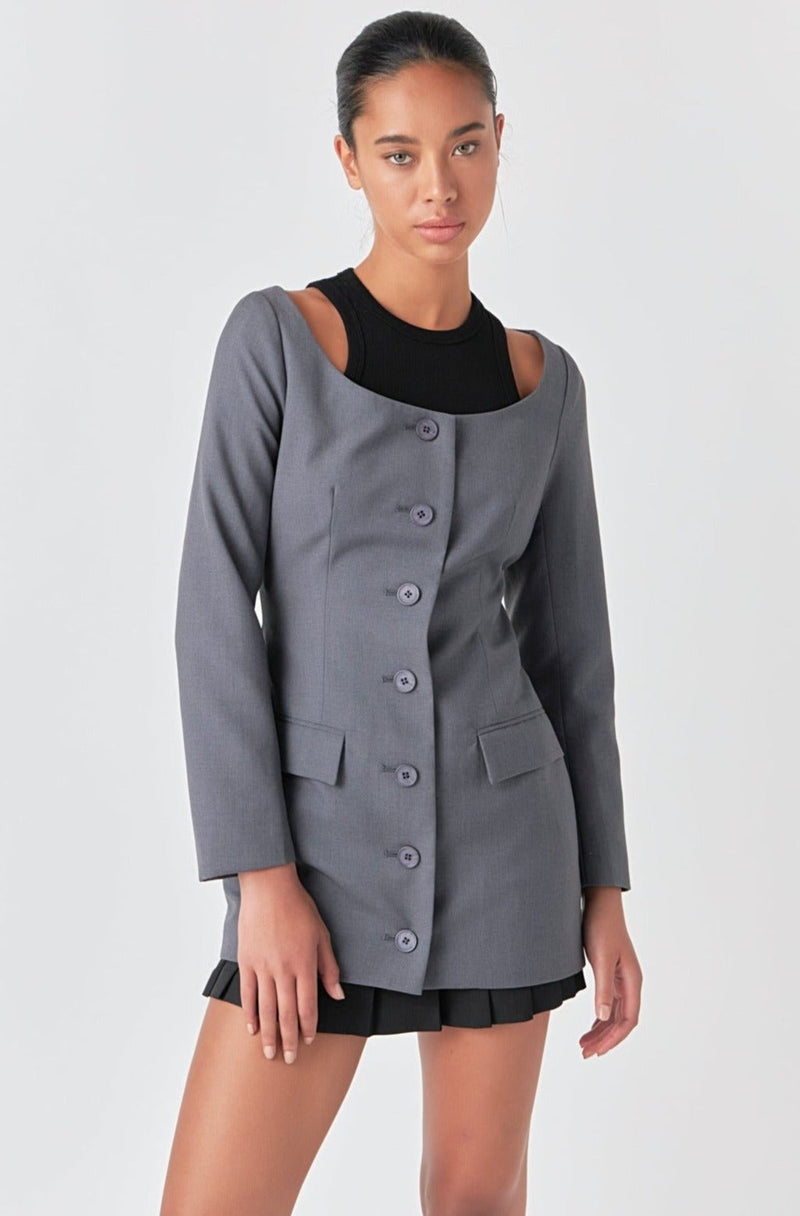 Coretta Off Shoulder V-neck Blazer main image 0