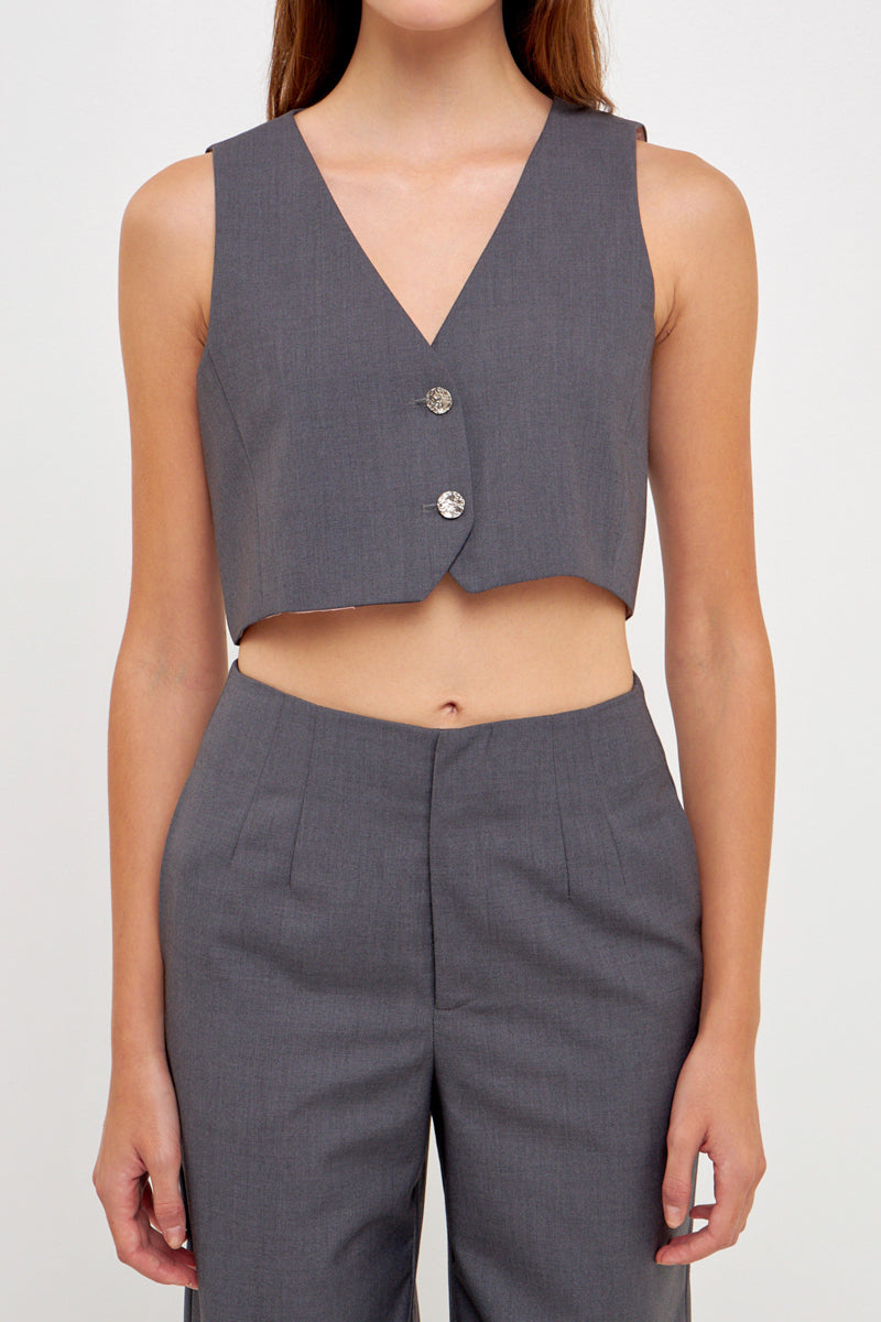 GREY LAB - Cropped Vest - TOPS available at Objectrare