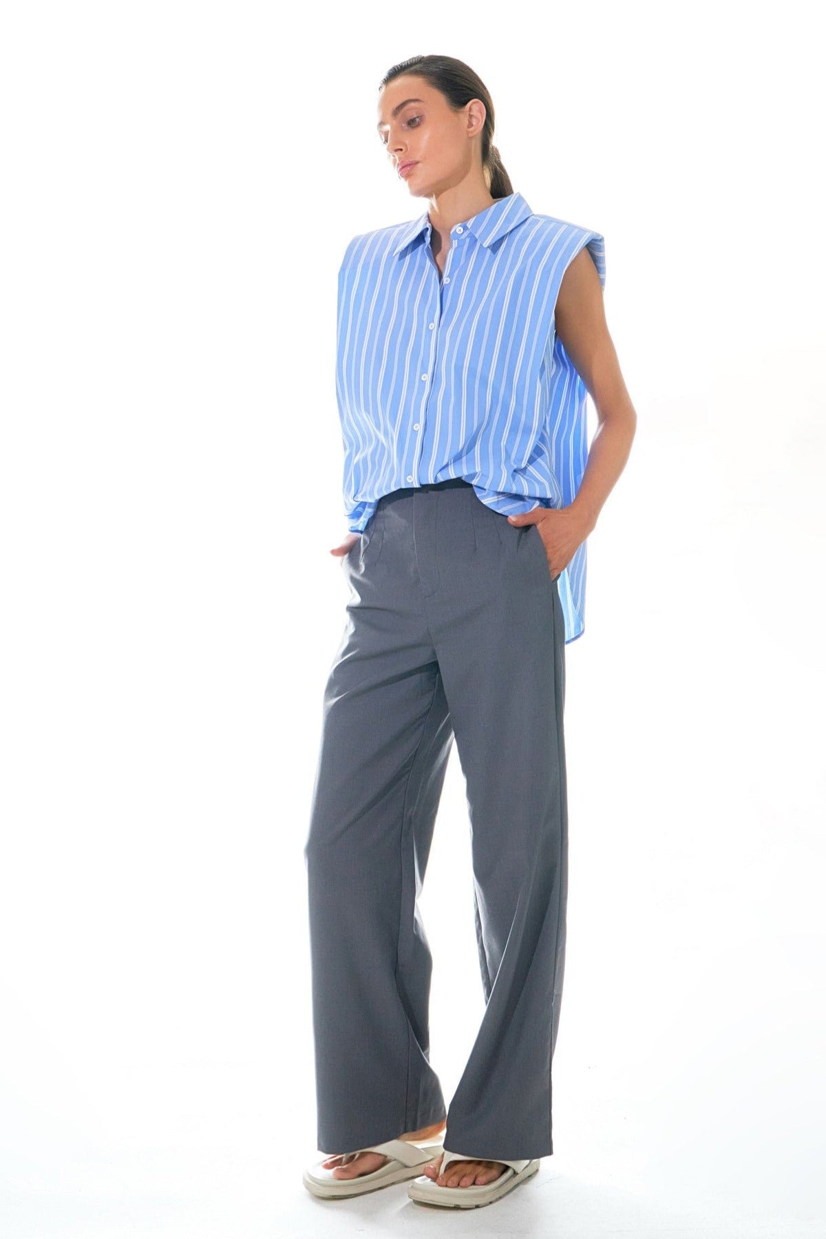 GREY LAB - High Waist Relaxed Pants - Apparel & Accessories > Clothing > Pants available at Objectrare