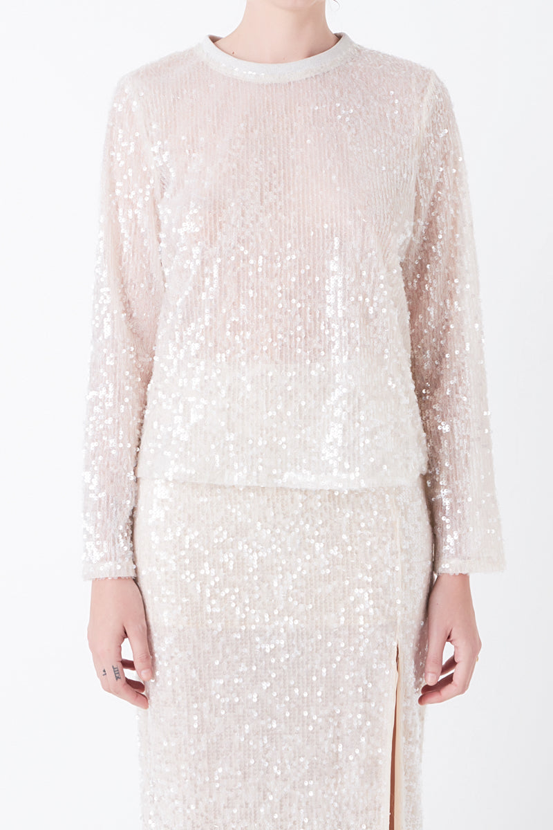 GREY LAB - Sequin Sheer Top - TOPS available at Objectrare