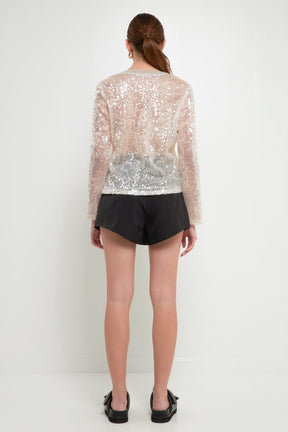 GREY LAB - Sequin Sheer Top - TOPS available at Objectrare