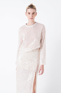 GREY LAB - Sequin Sheer Top - TOPS available at Objectrare