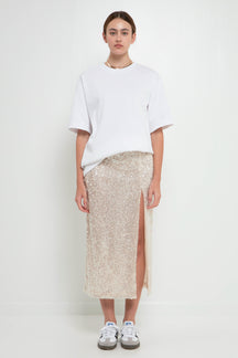 GREY LAB - Sequin Vent Midi Skirt - SKIRTS available at Objectrare