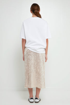 GREY LAB - Sequin Vent Midi Skirt - SKIRTS available at Objectrare