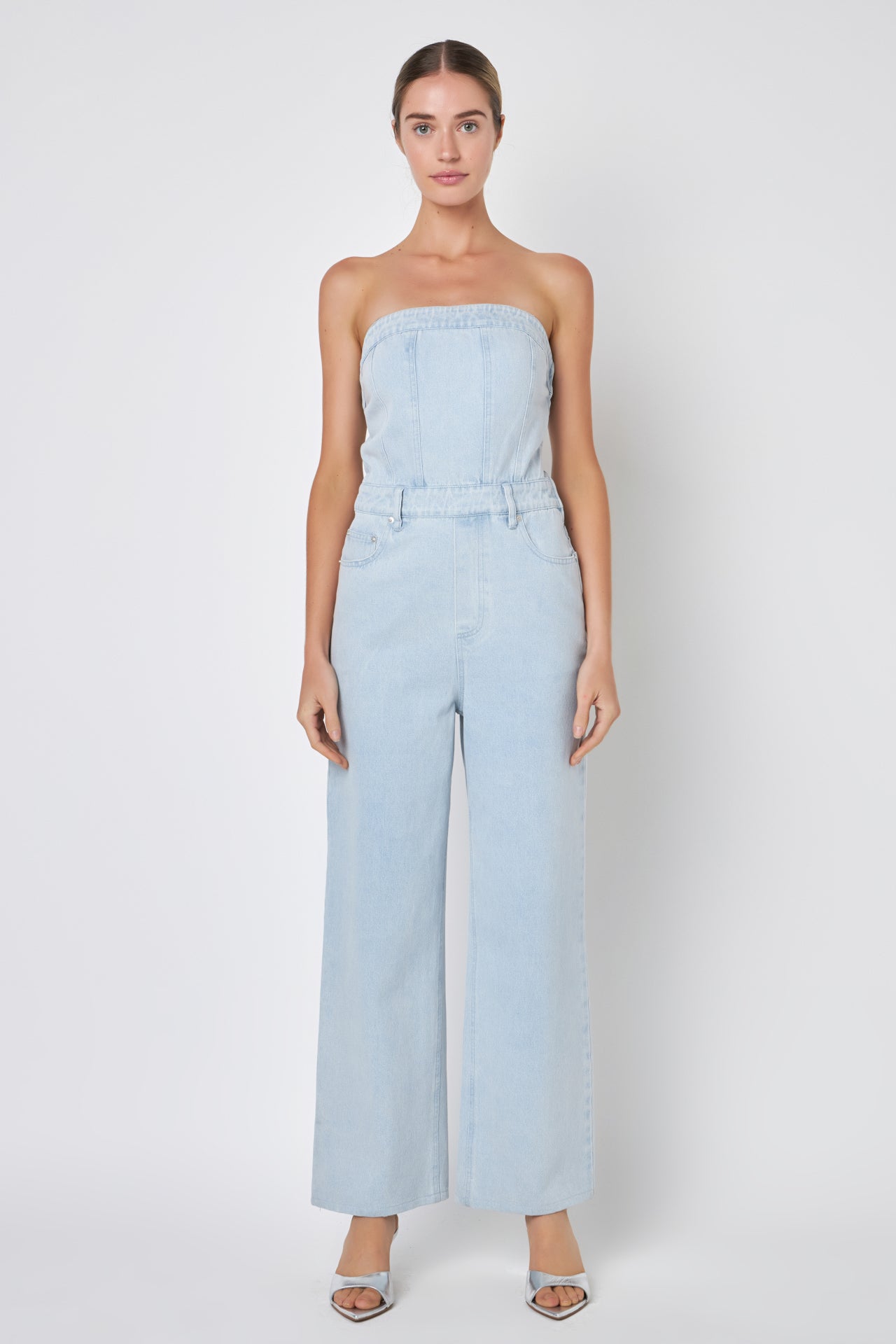 GREY LAB - Corset Denim Jumpsuit - JUMPSUITS available at Objectrare