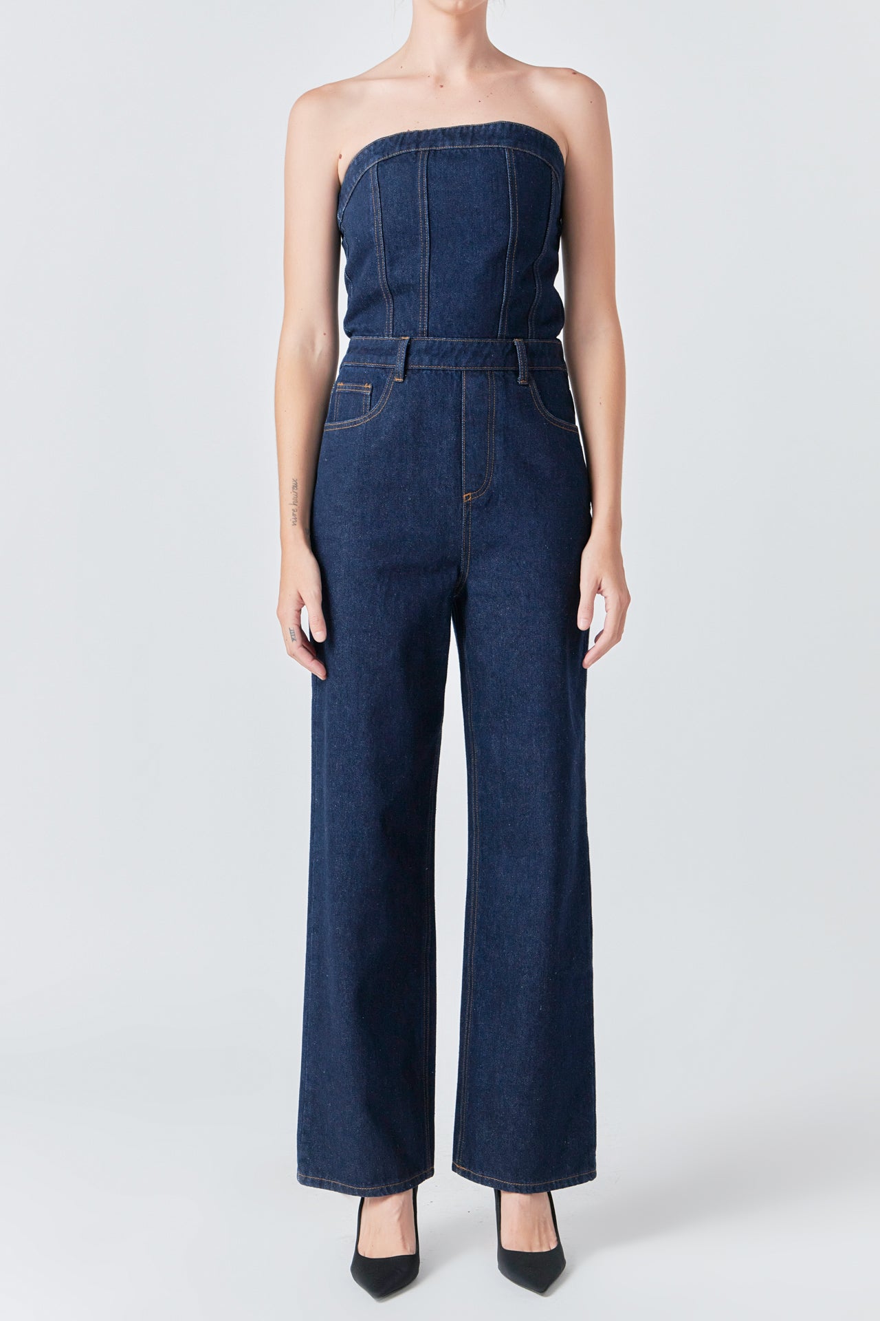 GREY LAB - Grey Lab - Corset Denim Jumpsuit - JUMPSUITS available at Objectrare