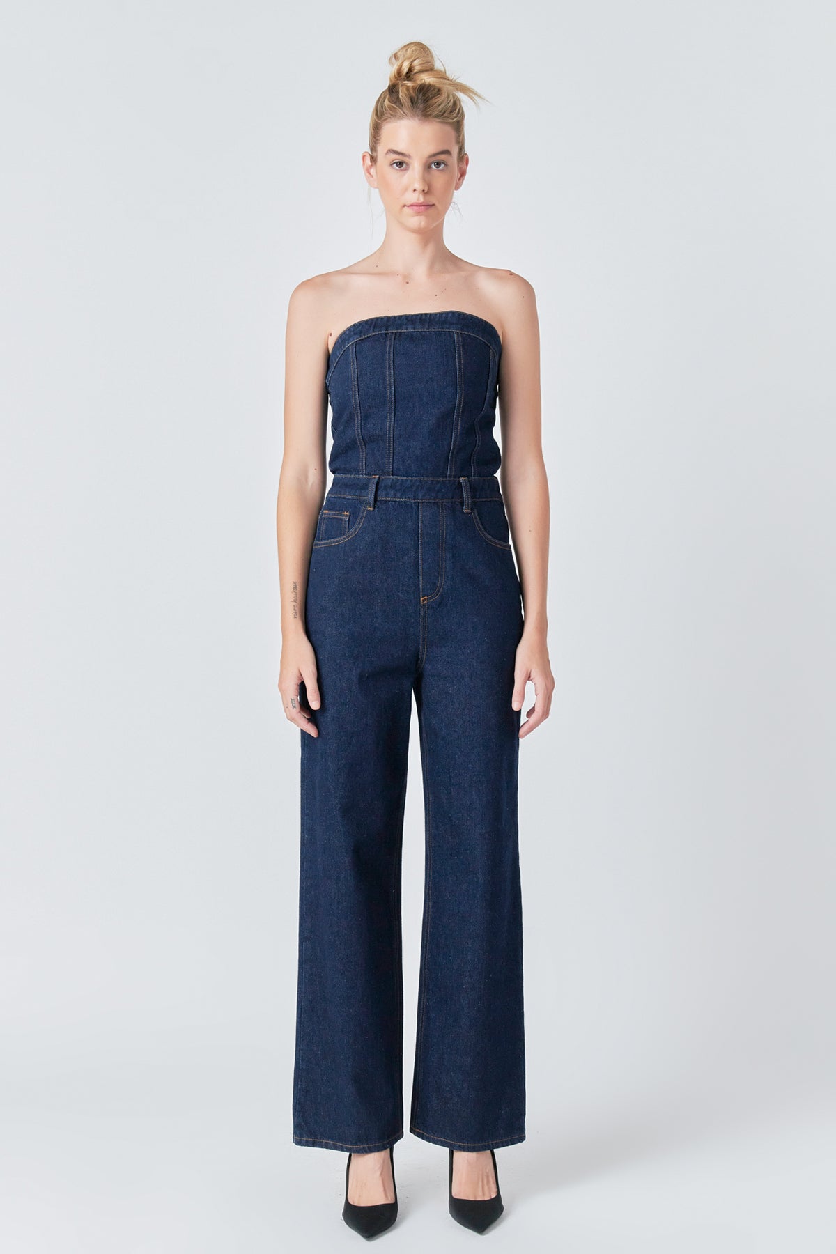 GREY LAB - Corset Denim Jumpsuit - JUMPSUITS available at Objectrare