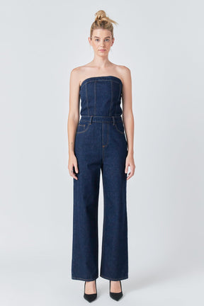 GREY LAB - Grey Lab - Corset Denim Jumpsuit - JUMPSUITS available at Objectrare