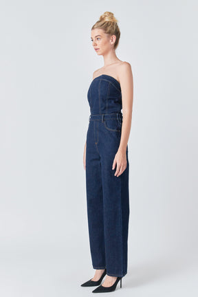 GREY LAB - Corset Denim Jumpsuit - JUMPSUITS available at Objectrare