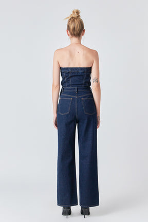 GREY LAB - Corset Denim Jumpsuit - JUMPSUITS available at Objectrare