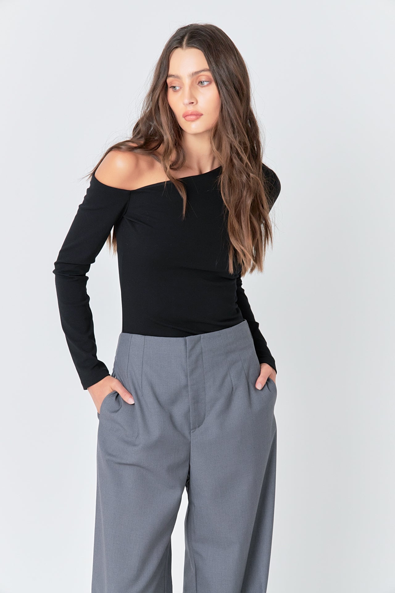 GREY LAB - Grey Lab - Soft Knit Asymmetrical Top - TOPS available at Objectrare