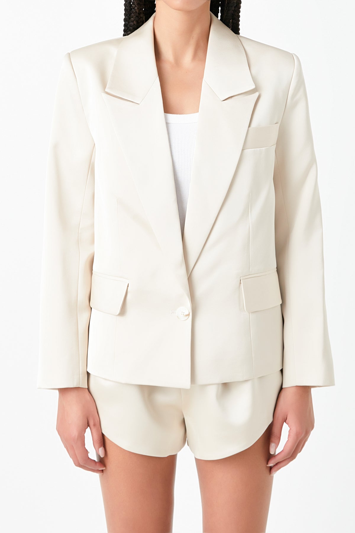 GREY LAB - One Button Satin Blazer - BLAZERS available at Objectrare