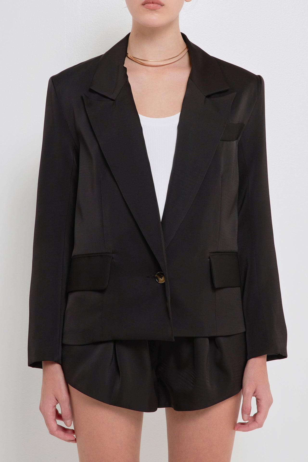 GREY LAB - Grey Lab - One Button Satin Blazer - BLAZERS available at Objectrare