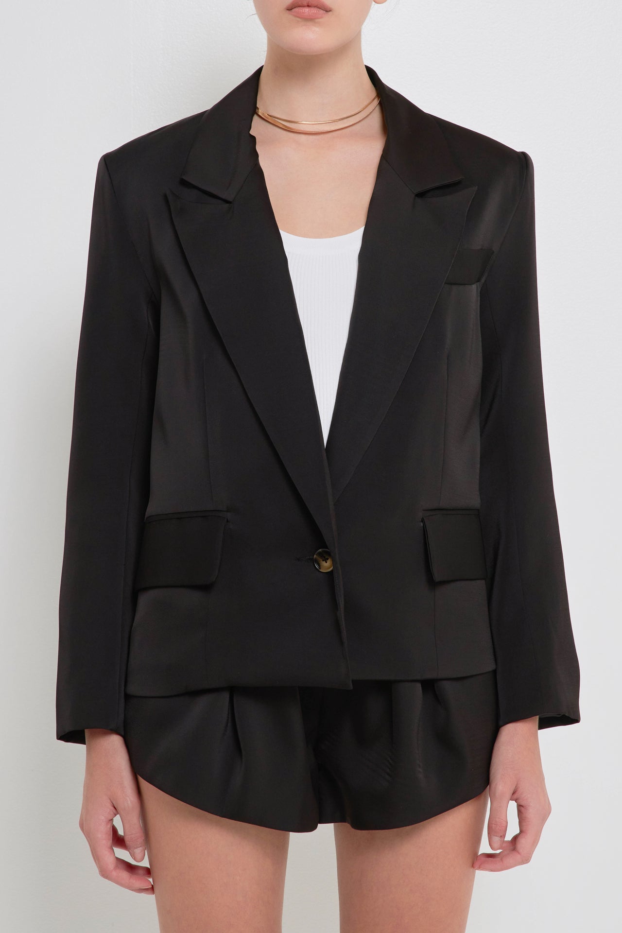 GREY LAB - One Button Satin Blazer - BLAZERS available at Objectrare