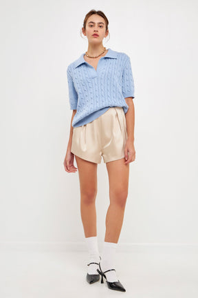 GREY LAB - Cable Knit Polo Top - TOPS available at Objectrare