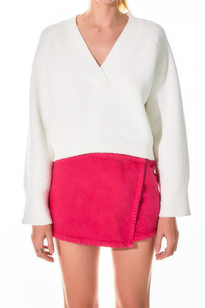 GREY LAB - Cropped V-Neck Sweater - SWEATERS & KNITS available at Objectrare