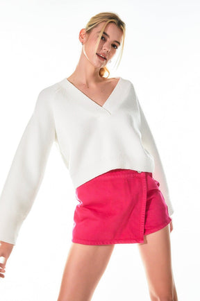 GREY LAB - Cropped V-Neck Sweater - SWEATERS & KNITS available at Objectrare