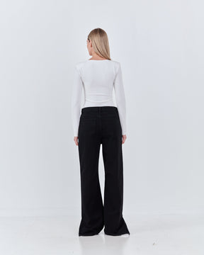 GREY LAB - Square Neck Shoulder Pad Bodysuit - BODYSUIT available at Objectrare