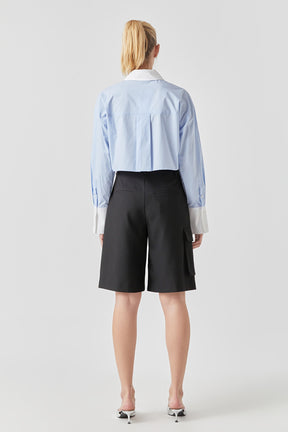 GREY LAB - Cropped Button-Up Shirt - SHIRTS & BLOUSES available at Objectrare