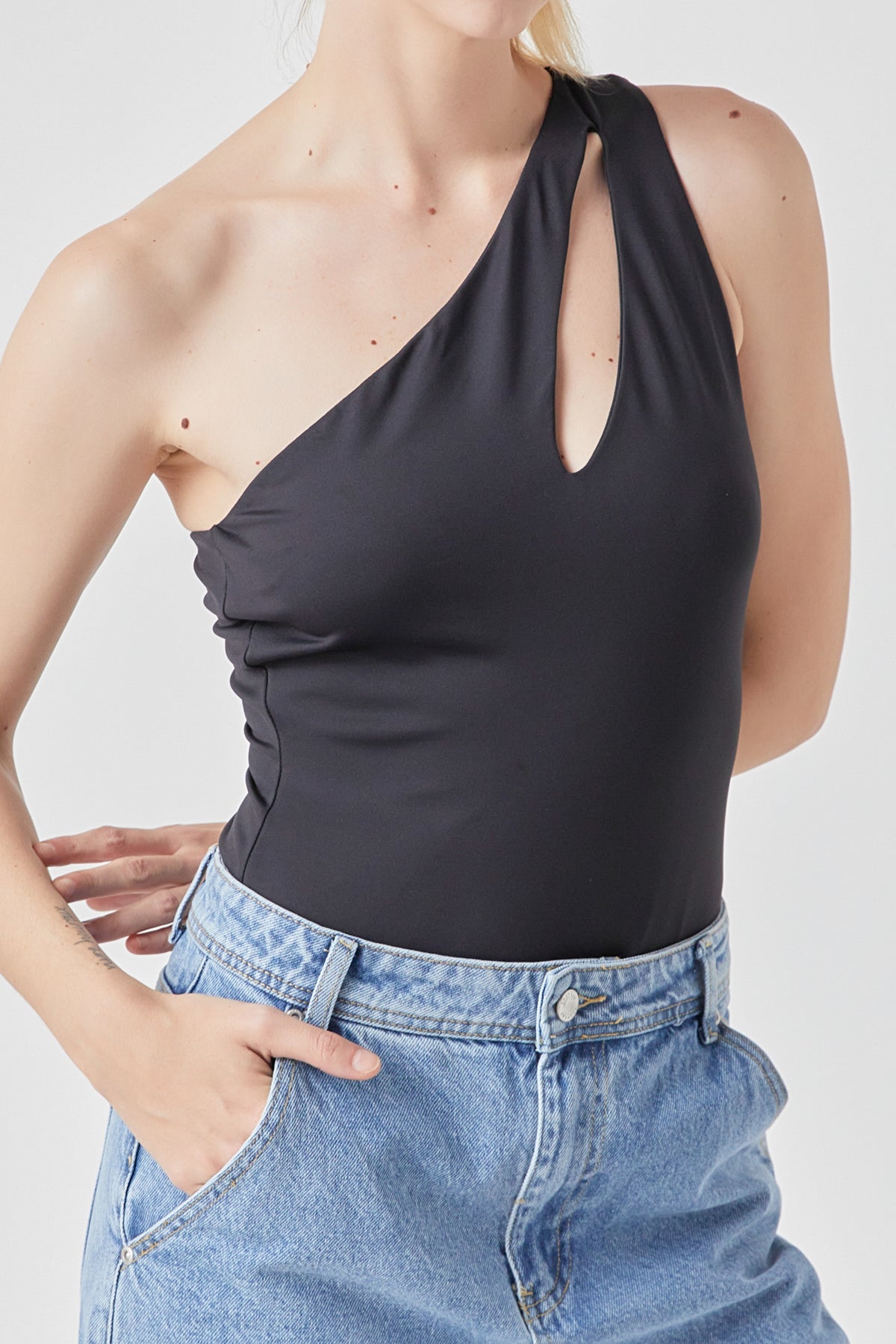 GREY LAB - Cut Out Asymmetric Bodysuit - TOPS available at Objectrare